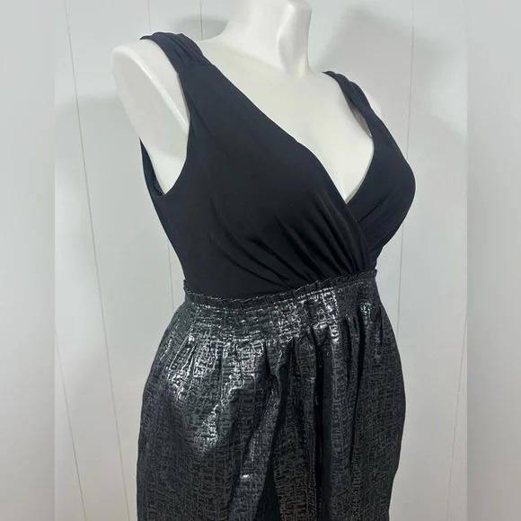 Max and Cleo black Silver Sleeveless V Neck Party Dress Sz 14 Cocktail - Picture 5 of 12